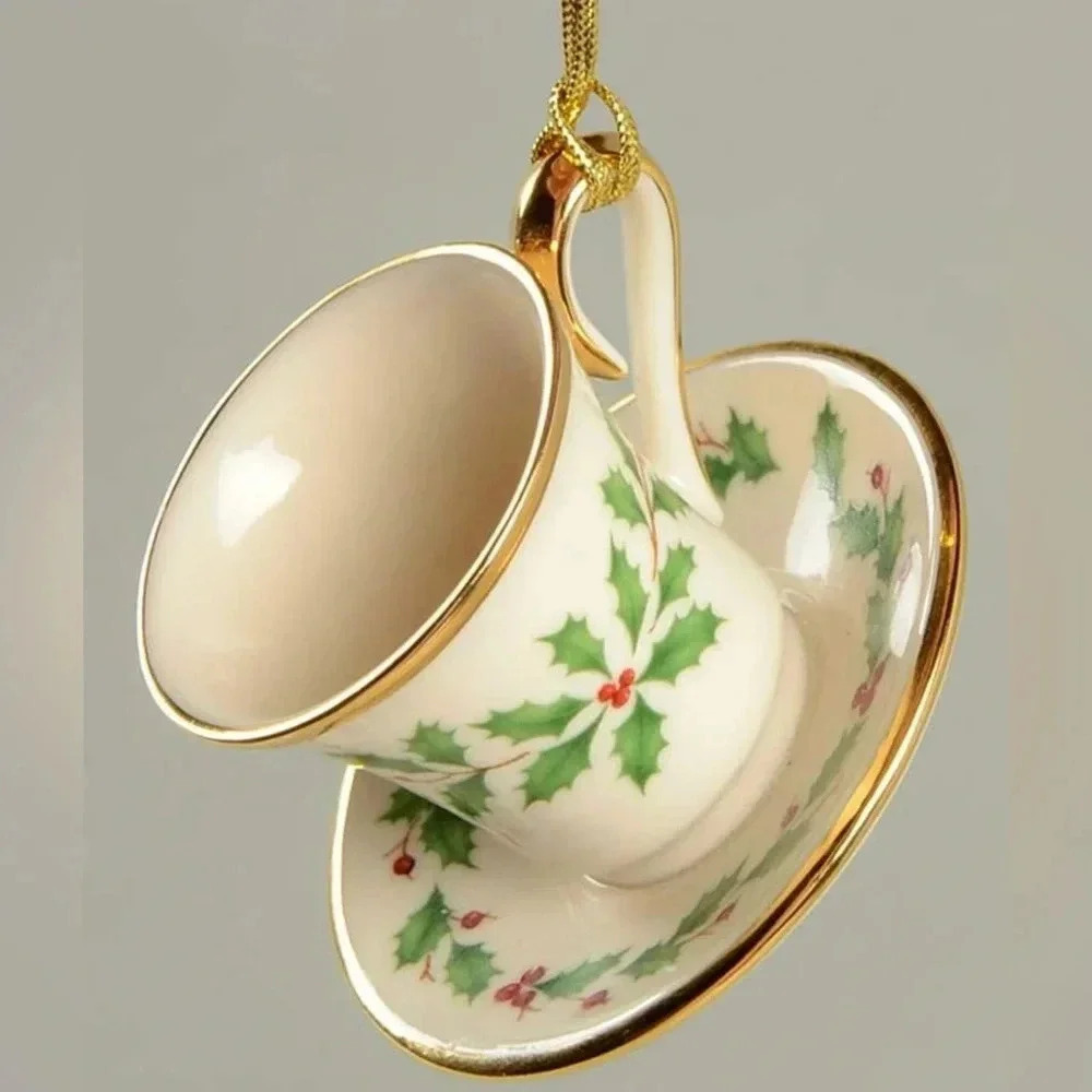 LENOX Steeped in Tradition Cup and Saucer Christmas Ornament NWT